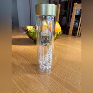 Buddha double walled glass tea infuser/ water bottle